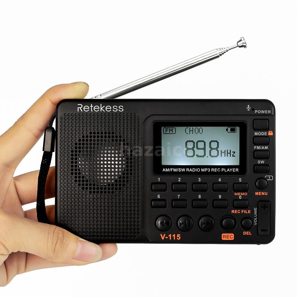 Retekess V-115 FM/ AM/ SW Radio Receiver Digital REC Recorder MP3 Music